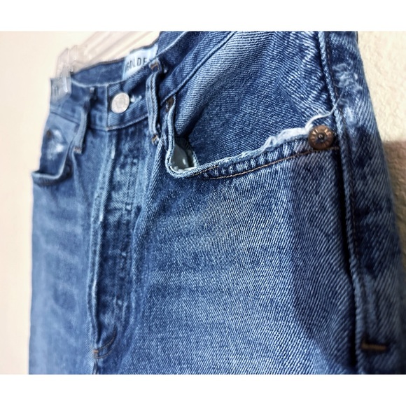 Agolde Riley High Rise Straight Crop in Emulsion 25 High Rise Ankle Chewed Hem - Picture 15 of 17